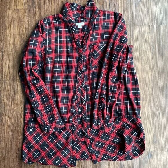 J Jill Plaid Long Sleeve Top - Picture 2 of 7